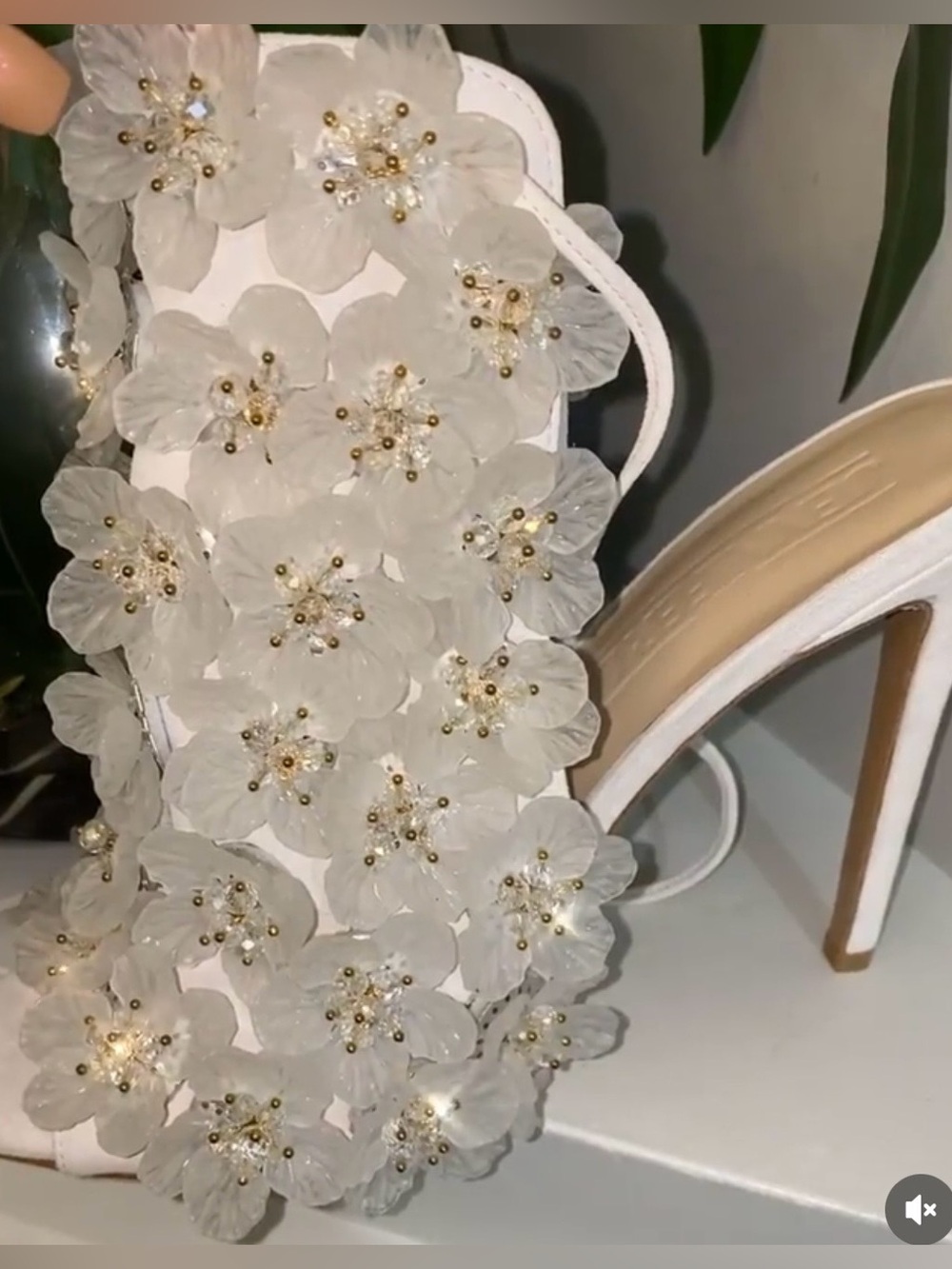 Jennifer Le White Floral Appliqué High Heel Sandals